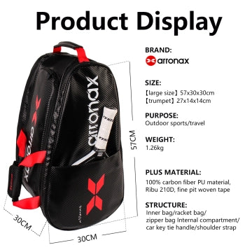 ARRONAX - 3K Carbon Fiber-Textured Leather Pickleball Backpack